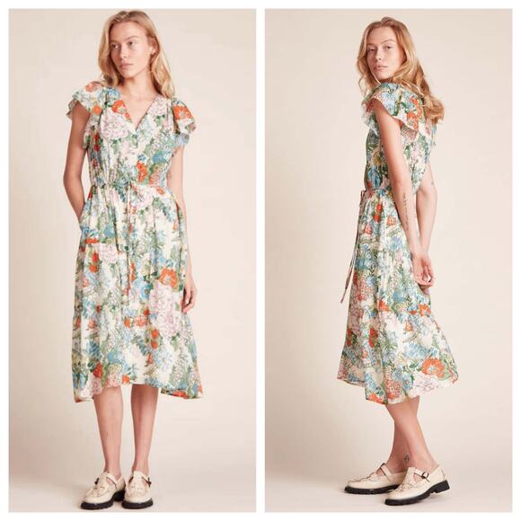 Trovata Birds of Paradis Kristi Midi Dress Vintage Courtyard Size XS - Picture 1 of 11